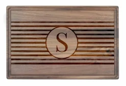 Stripe Monogram Walnut Cutting Board