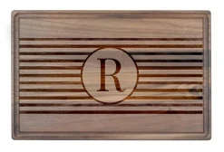 Stripe Monogram Walnut Cutting Board