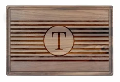 Stripe Monogram Walnut Cutting Board