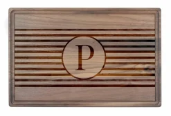 Stripe Monogram Walnut Cutting Board