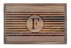 Stripe Monogram Walnut Cutting Board