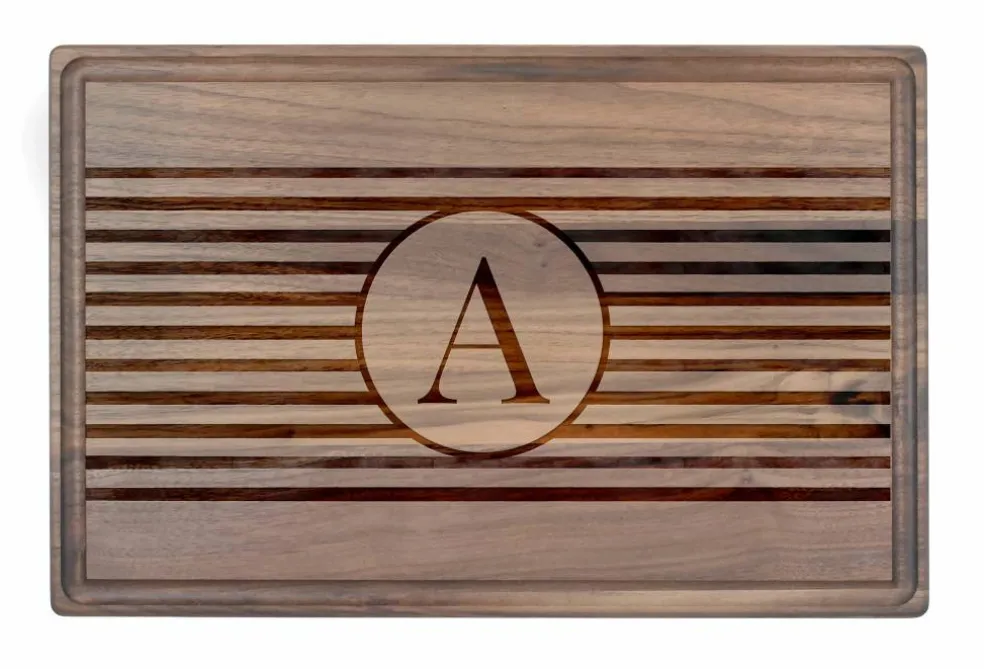 Stripe Monogram Walnut Cutting Board