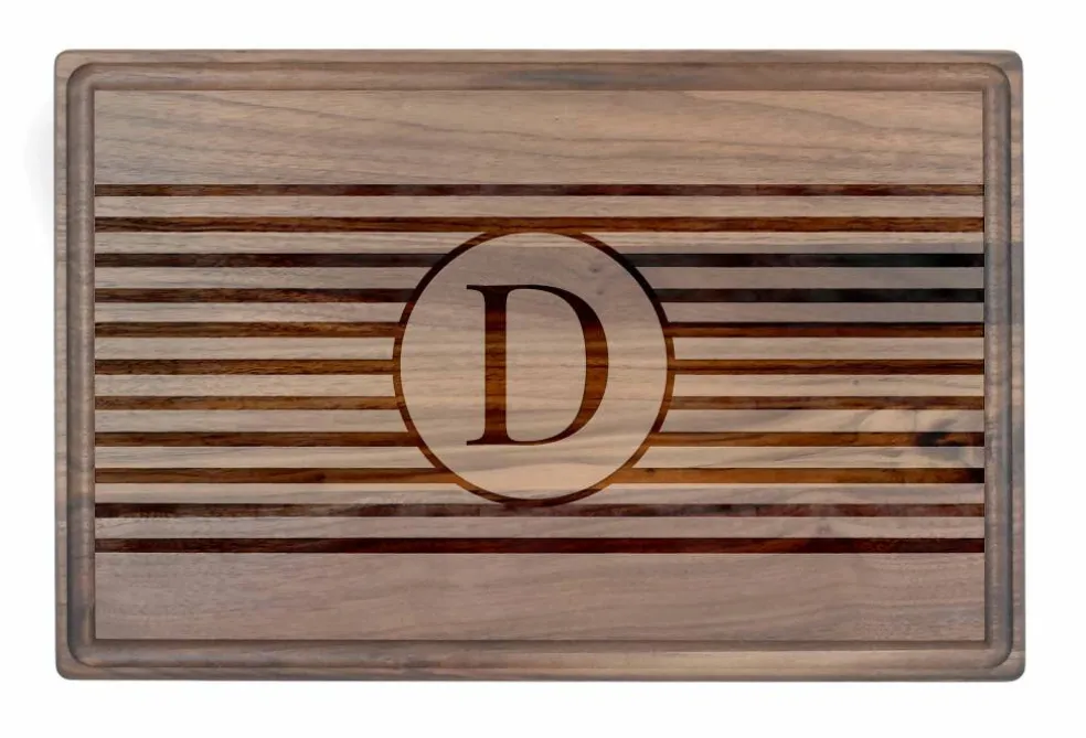 Stripe Monogram Walnut Cutting Board
