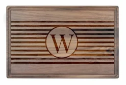 Stripe Monogram Walnut Cutting Board