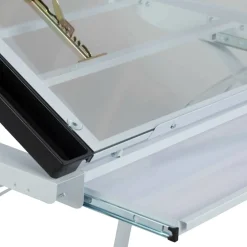 Studio Designs Futura Glass Top Craft Station with Folding Shelf in White