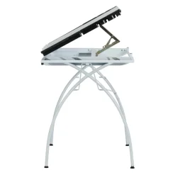 Studio Designs Futura Glass Top Craft Station with Folding Shelf in White