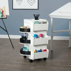 Studio Designs White & Black Swivel Mobile Organizer Cart
