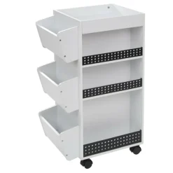 Studio Designs White & Black Swivel Mobile Organizer Cart