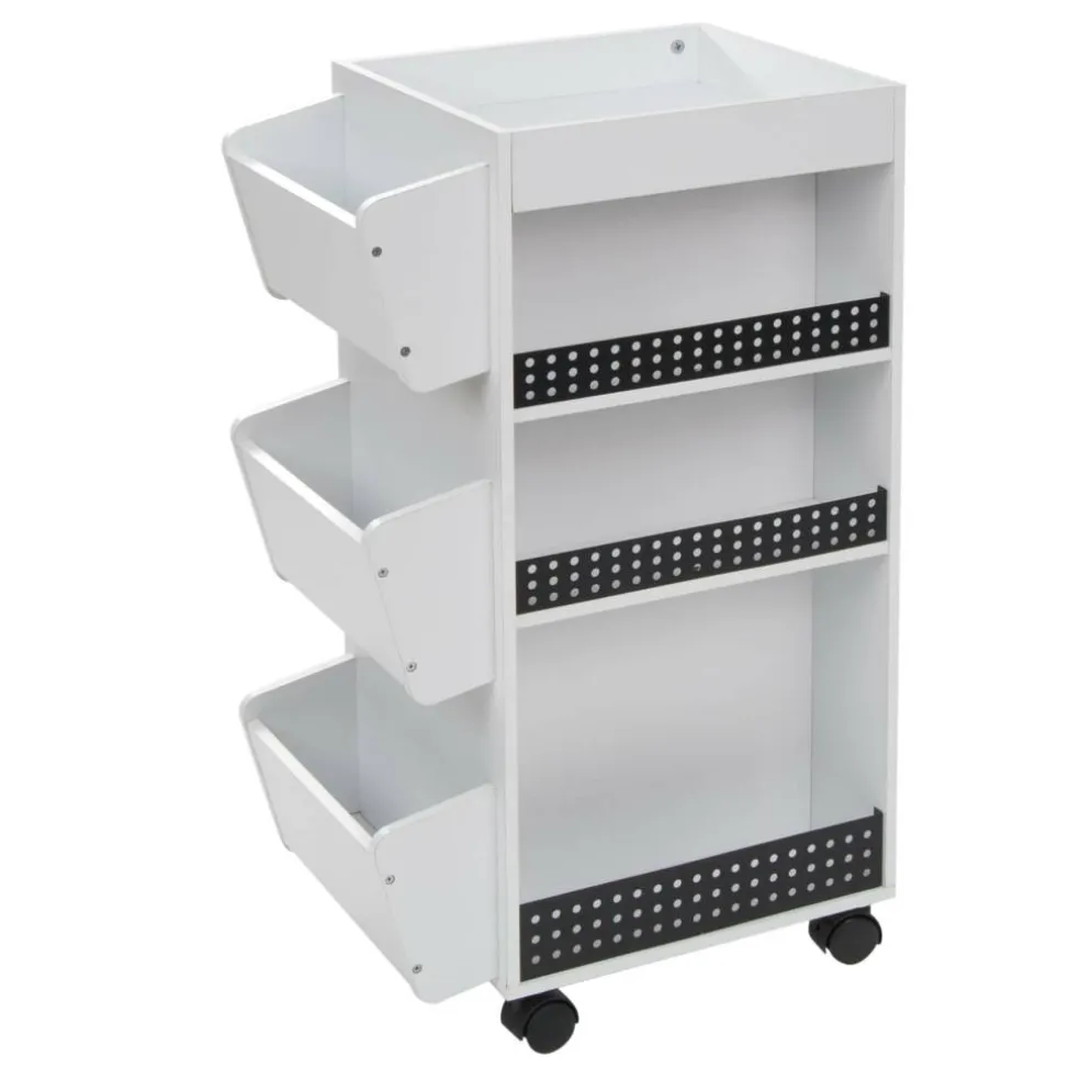 Studio Designs White & Black Swivel Mobile Organizer Cart