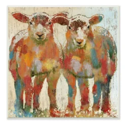 Stupell Industries Abstract Sheep Pair Contemporary Rustic Patchwork Pattern,12" x 12"