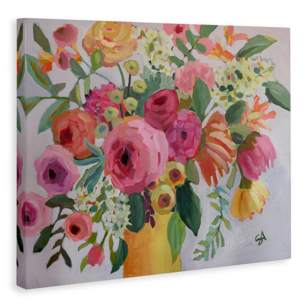 Stupell Industries Assorted Flowers in Pink & Yellow Canvas Design by Suzanne Allard