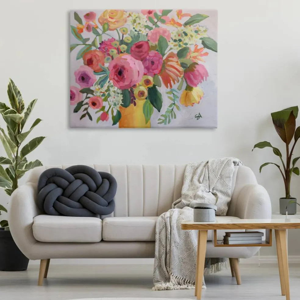Stupell Industries Assorted Flowers in Pink & Yellow Canvas Design by Suzanne Allard