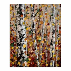 Stupell Industries Autumn Birch Trees Abstract Leaves Canvas Wall Art