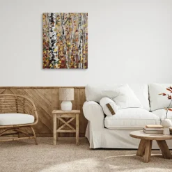Stupell Industries Autumn Birch Trees Abstract Leaves Canvas Wall Art