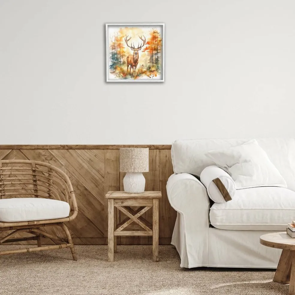 Stupell Industries Autumn Forest Stag Framed Giclee Art