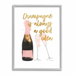 Stupell Industries Champagne Always Good Idea Phrase Chic Wine Bottle Framed Wall Art