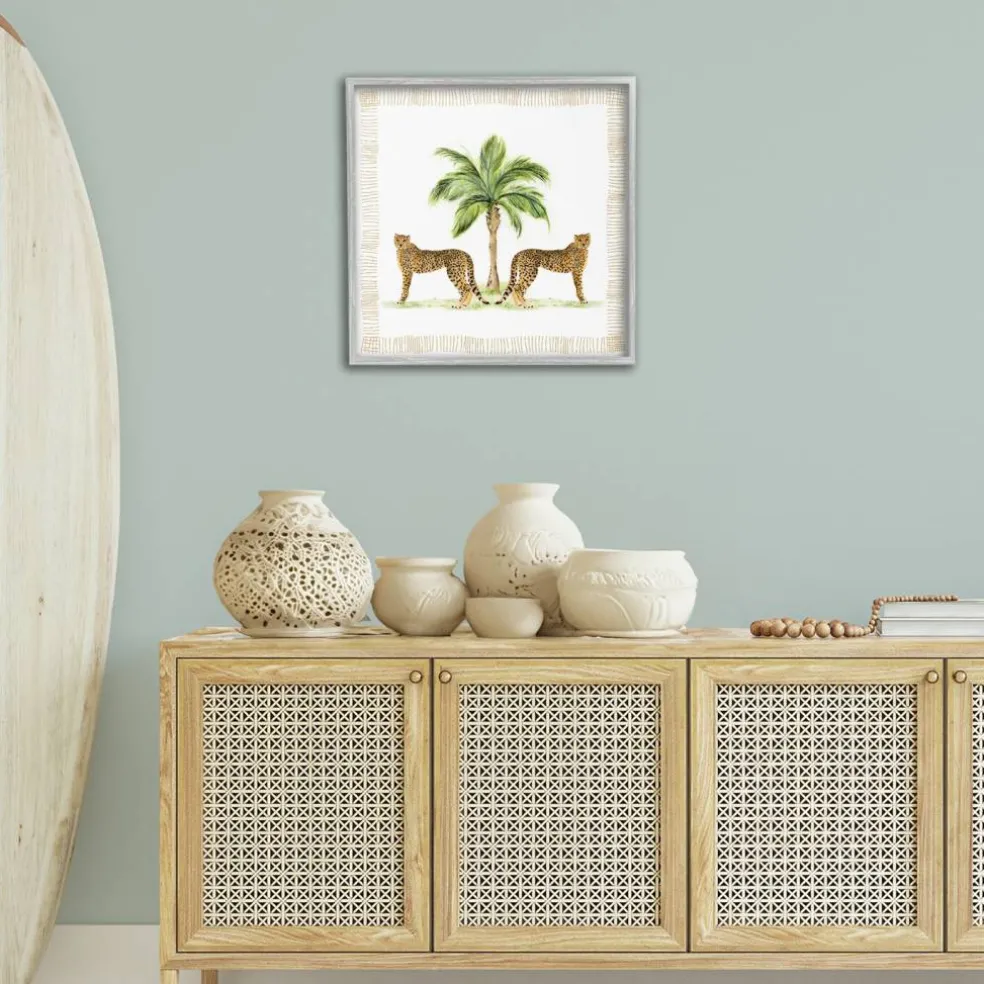 Stupell Industries Cheetah Duo & Palm Tree Framed Giclee By Janet Tava
