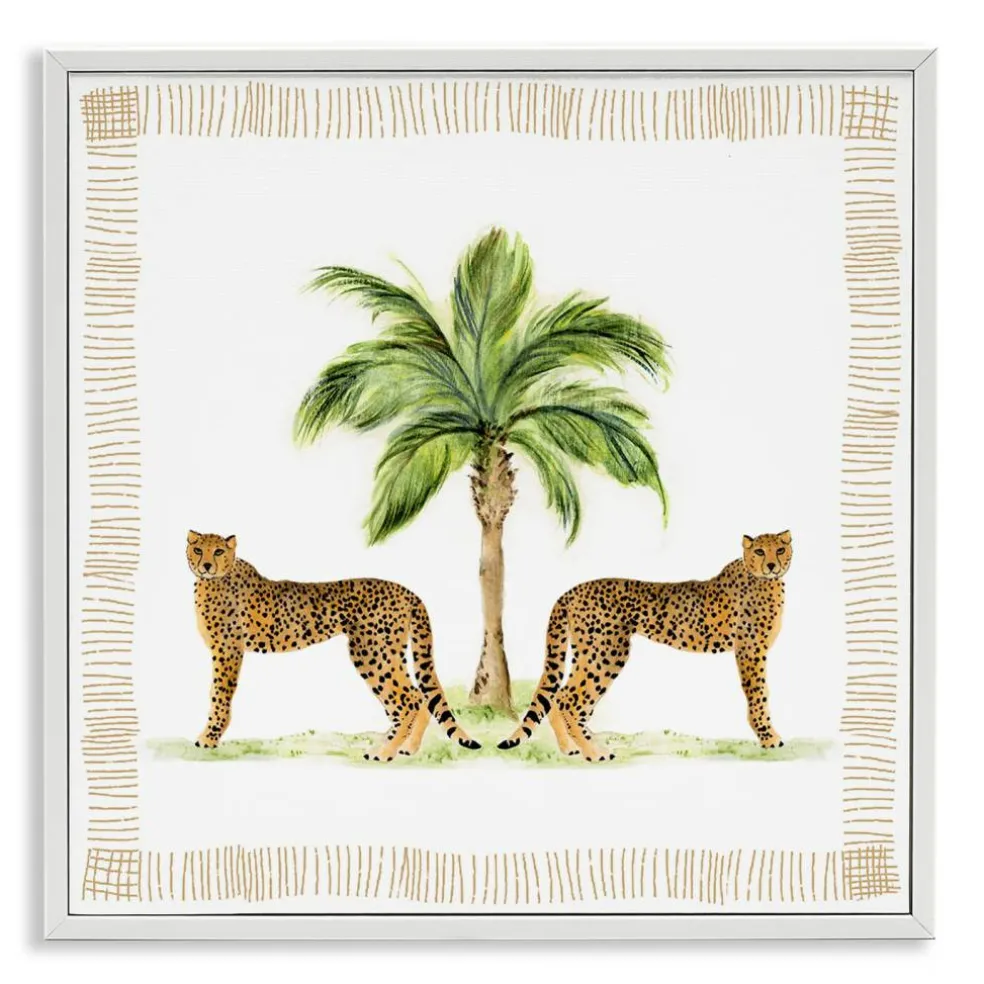 Stupell Industries Cheetah Duo & Palm Tree Framed Giclee By Janet Tava
