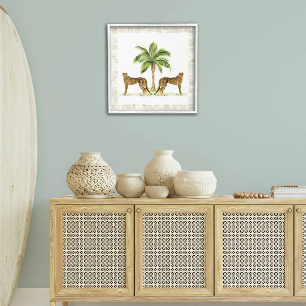 Stupell Industries Cheetah Duo & Palm Tree Framed Giclee By Janet Tava