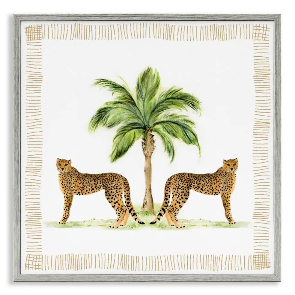 Stupell Industries Cheetah Duo & Palm Tree Framed Giclee By Janet Tava
