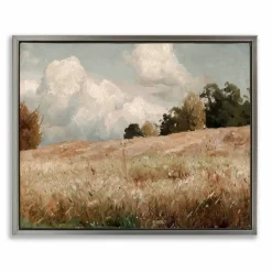 Stupell Industries Classic Cloudy Field Landscape Floater Framed Art