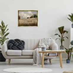 Stupell Industries Classic Cloudy Field Landscape Floater Framed Art