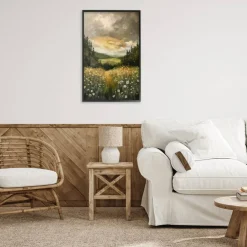 Stupell Industries Clouded Daisy Path Black Framed Giclee Art, design by Creative Studio