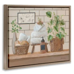 Stupell Industries Comforting Bathroom Spa Still Life Floater Framed Art