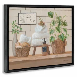 Stupell Industries Comforting Bathroom Spa Still Life Floater Framed Art