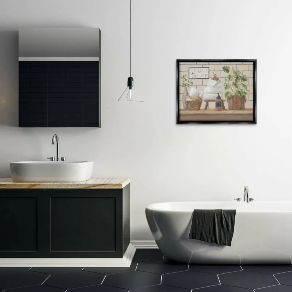 Stupell Industries Comforting Bathroom Spa Still Life Floater Framed Art