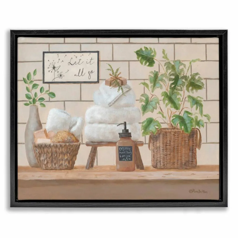 Stupell Industries Comforting Bathroom Spa Still Life Floater Framed Art
