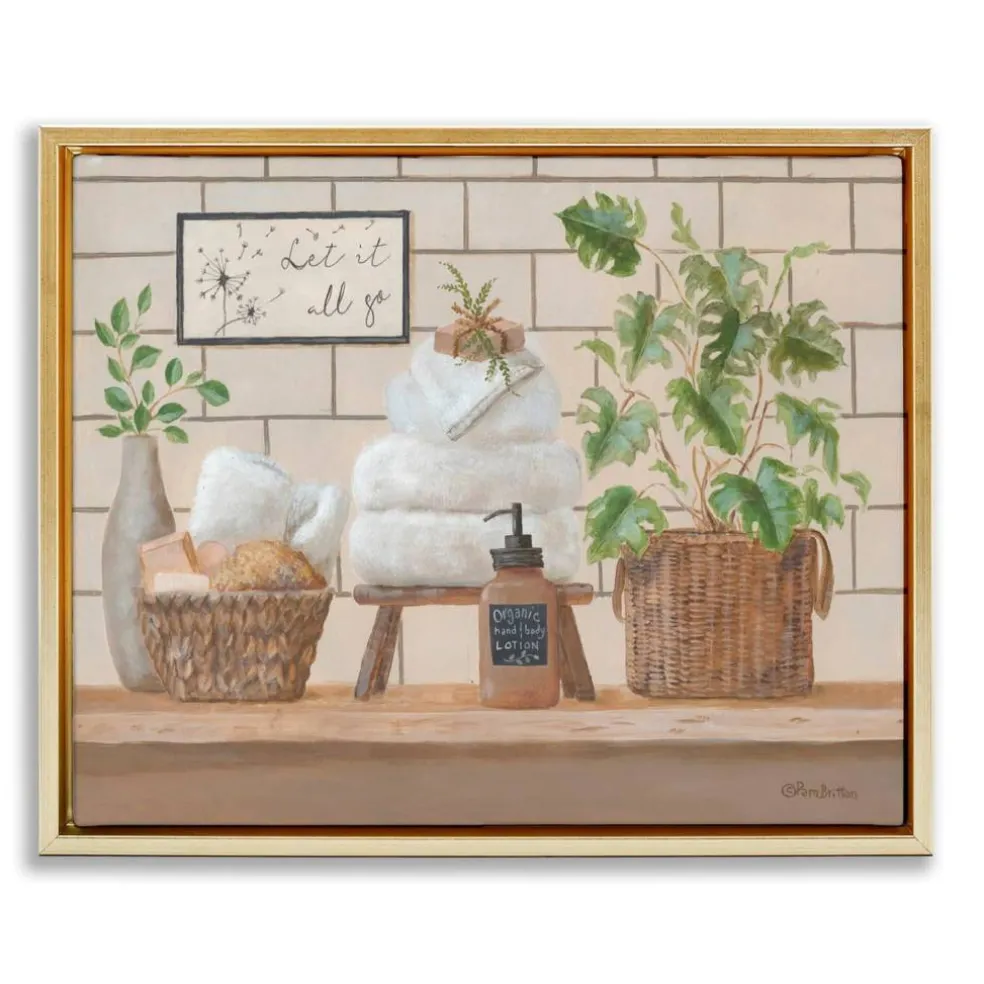 Stupell Industries Comforting Bathroom Spa Still Life Floater Framed Art