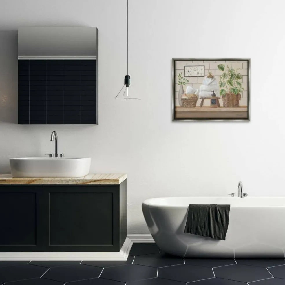 Stupell Industries Comforting Bathroom Spa Still Life Floater Framed Art