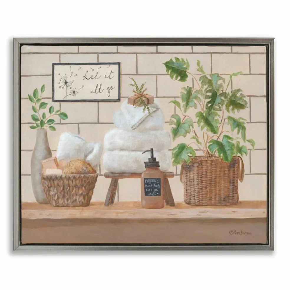 Stupell Industries Comforting Bathroom Spa Still Life Floater Framed Art
