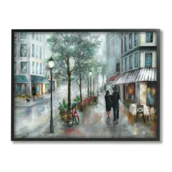 Stupell Industries Couple Walking Through Traditional Rainy City Architecture Framed Wall Art