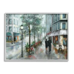 Stupell Industries Couple Walking Through Traditional Rainy City Architecture Framed Wall Art
