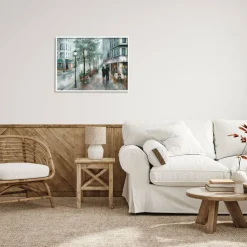 Stupell Industries Couple Walking Through Traditional Rainy City Architecture Framed Wall Art