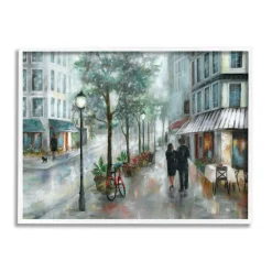 Stupell Industries Couple Walking Through Traditional Rainy City Architecture Framed Wall Art