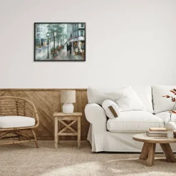 Stupell Industries Couple Walking Through Traditional Rainy City Architecture Framed Wall Art