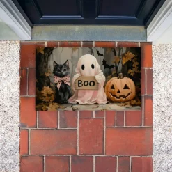 Stupell Industries Cute Halloween Ghost & Kitten Printed Outdoor Door Mat, design by Arlington Prints, 18"x30"