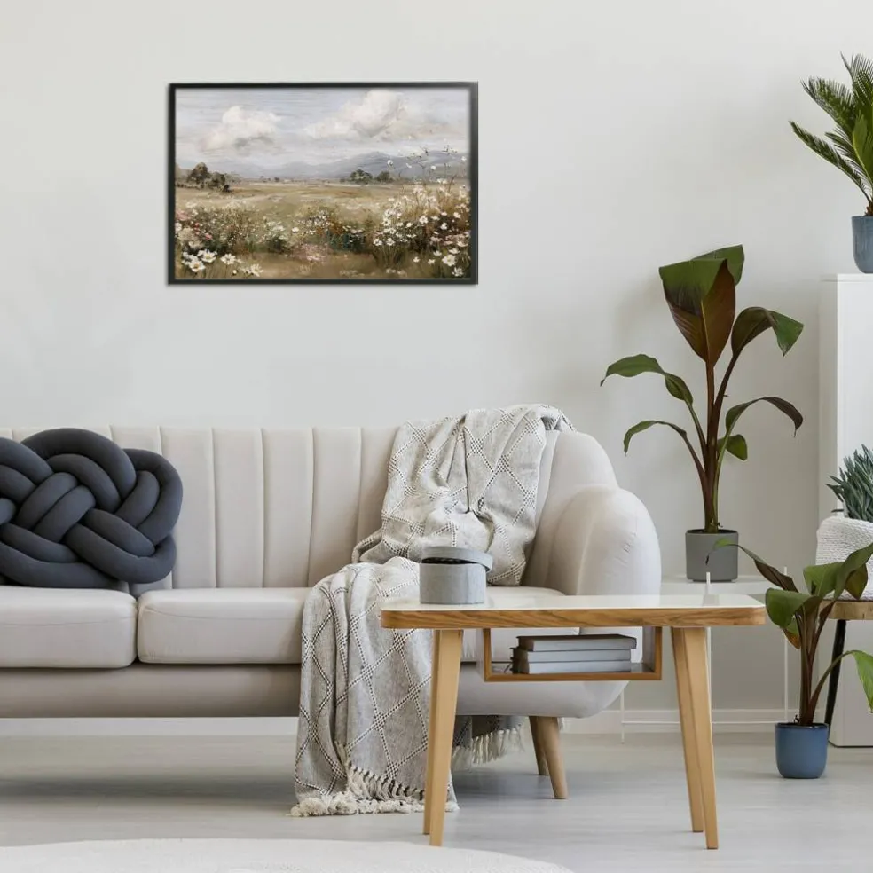 Stupell Industries Daisy Clusters in Field Framed Giclee, design by Jacky Ngan