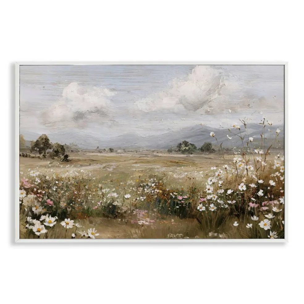 Stupell Industries Daisy Clusters in Field Framed Giclee, design by Jacky Ngan