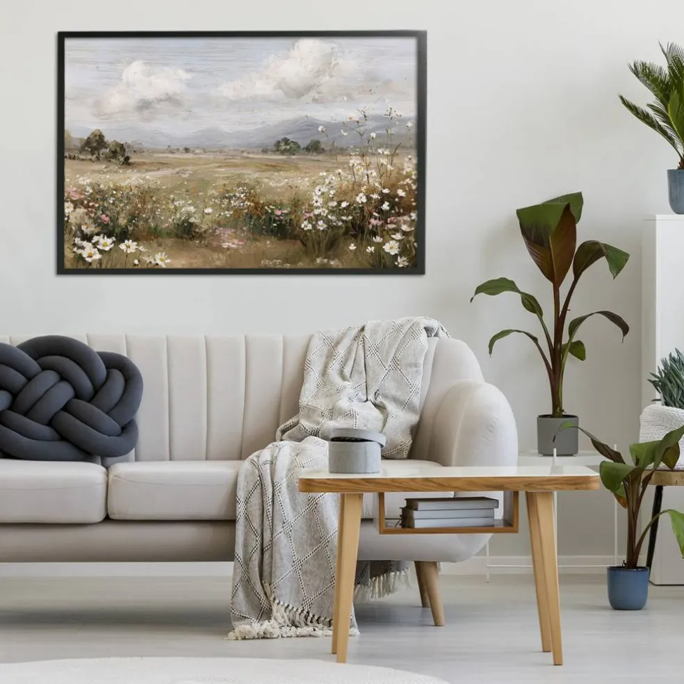 Stupell Industries Daisy Clusters in Field Framed Giclee, design by Jacky Ngan