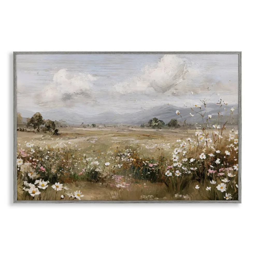 Stupell Industries Daisy Clusters in Field Framed Giclee, design by Jacky Ngan