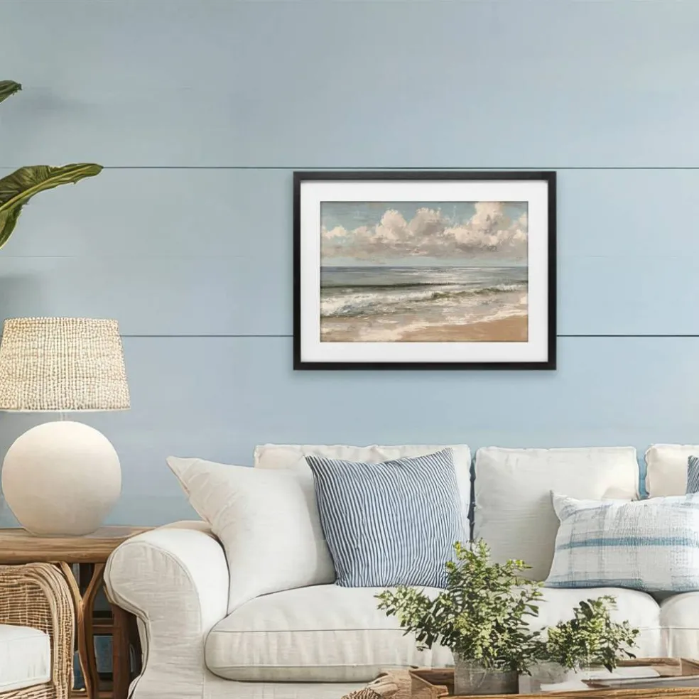 Stupell Industries Distressed Beach Horizon Framed Print Under Glass, design by Jacky Ngan
