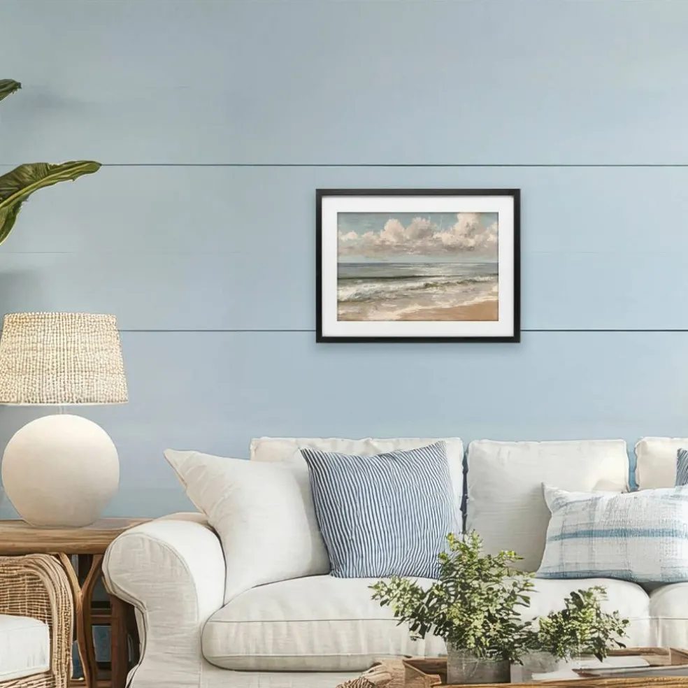 Stupell Industries Distressed Beach Horizon Framed Print Under Glass, design by Jacky Ngan