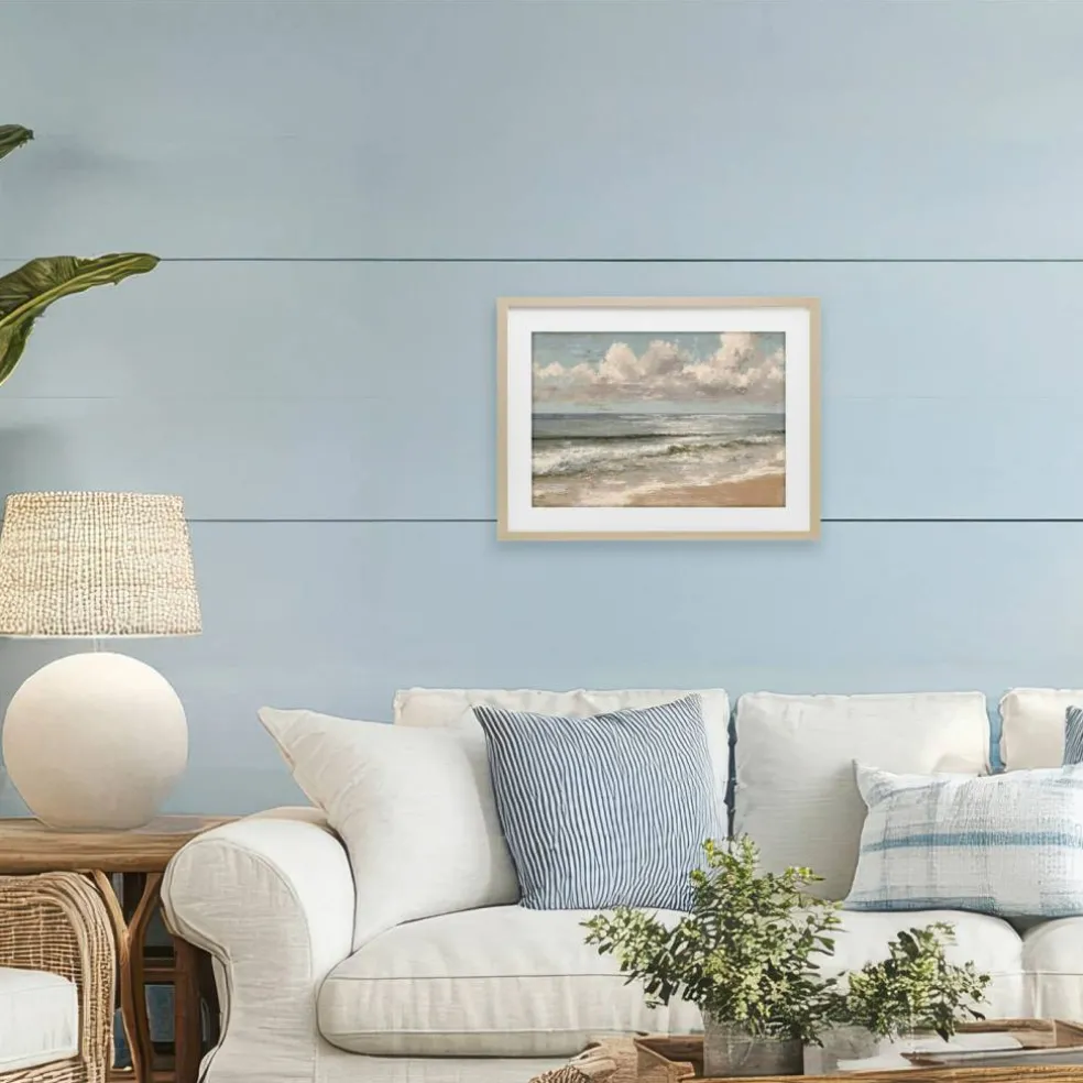 Stupell Industries Distressed Beach Horizon Framed Print Under Glass, design by Jacky Ngan