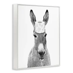 Stupell Industries Donkey Toilet Paper Funny Bathroom Framed Giclee Art