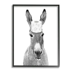 Stupell Industries Donkey Toilet Paper Funny Bathroom Framed Giclee Art