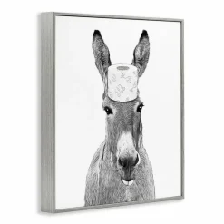 Stupell Industries Donkey Toilet Paper Funny Bathroom Framed Giclee Art